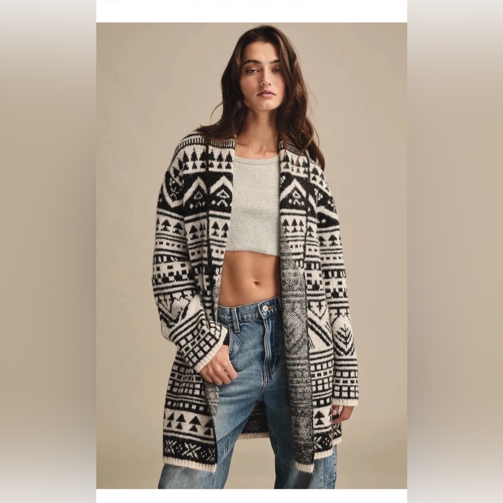 NWT Lucky Brand Wool Blend Fair Isle Shawl Collar Cardigan XXL $149